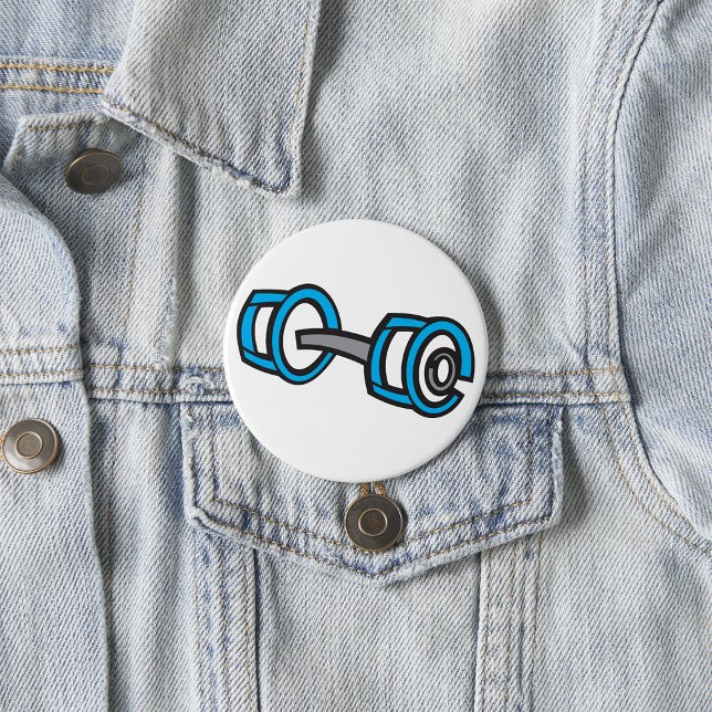 Coole Dumbell Fitness Blau und Grau Gym Graphic Button (Von Creator hochgeladen)
