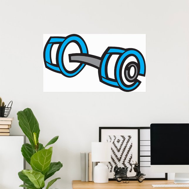 Coole Dumbell Fitness Blau und Grau Gym Graphic Poster (Von Creator hochgeladen)