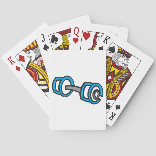 Coole Dumbell Fitness Blau und Grau Gym Graphic Spielkarten (Rückseite)