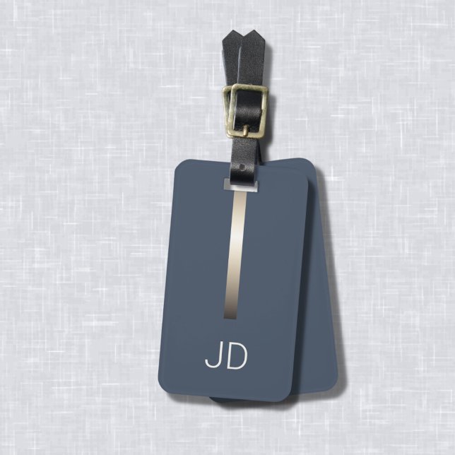 Coole dunkelblaue Imitate Meterstreifen Monogramm Gepäckanhänger (Von Creator hochgeladen)