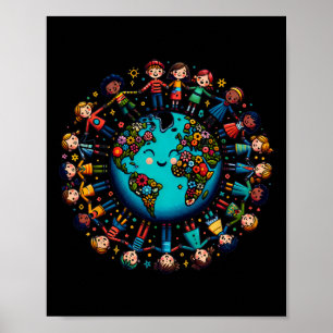 Coole Earth Day Children kämpfen gegen den Klimawa Poster