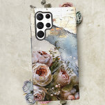 Coole Edgy Shabby Vintage Rose auf Torn Paper Samsung Galaxy Hülle<br><div class="desc">Cooler Haufen von schäbigen Vintagen Rose auf Schichten von quälenden,  zerrissenen blauen und antiken Pergament Hintergrund.</div>