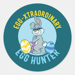 Coole Eierjäger-Wortkunst für Kinder  Runder Aufkleber