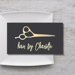 Coole Einfache Imitate Gold Schere Haarstylistin Visitenkarte