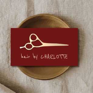 Coole Einfache Imitate Gold Schere Haarstylistin Visitenkarte