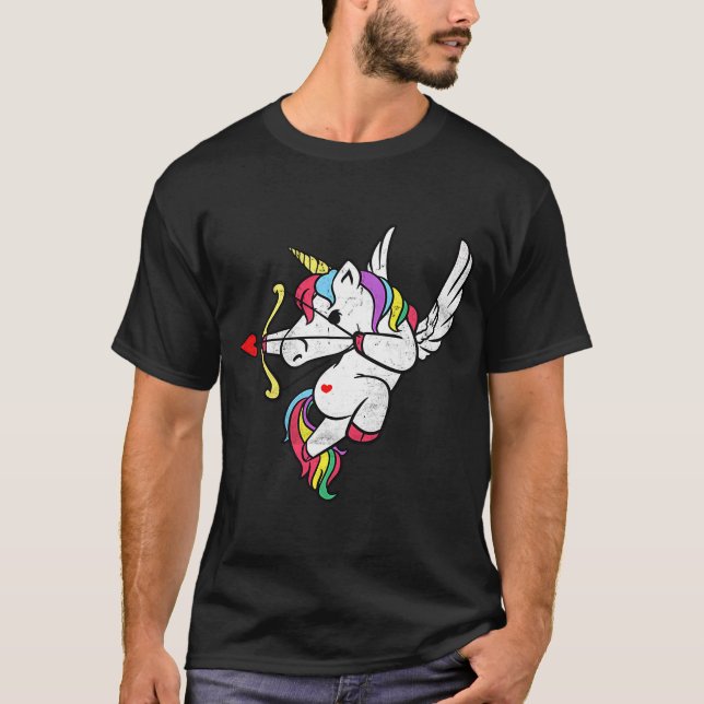 Coole Einhorn Cupid Einhorn Männer Frauen Valentin T-Shirt (Vorderseite)