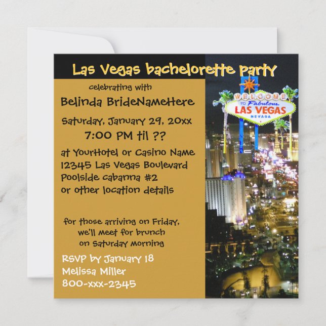 Coole Einladungen für Las Vegas Bachelorette (Vorderseite)