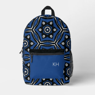 Coole Einzigartige Blue & Black Mandala Monogram I Bedruckter Rucksack