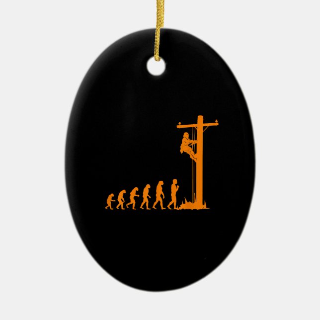 Coole einzigartige Evolution von Lineman Electrici Keramik Ornament (Vorne)