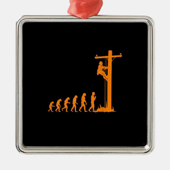 Coole einzigartige Evolution von Lineman Electrici Ornament Aus Metall (Vorne)