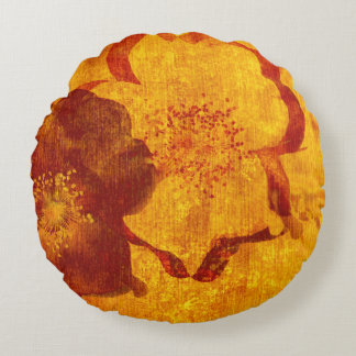 Coole, einzigartige rote gelbe asiatische rundes kissen