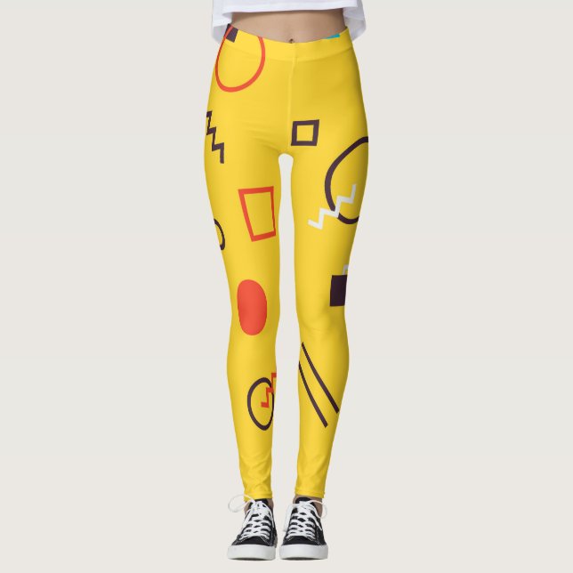 Coole, einzigartige, trendige, geometrische Memphi Leggings (Vorderseite)