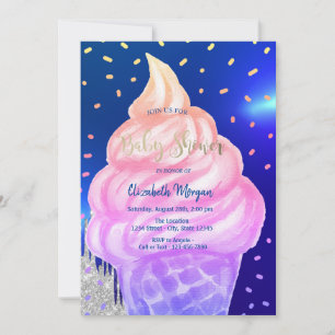 Coole Eiscreme Cone Royal Blue Baby Dusche Einladung