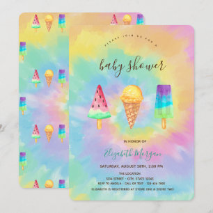 Coole Eiscreme Sommer Tie Dye Babyparty Einladung