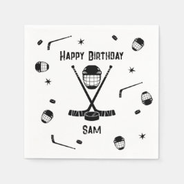 Coole Eishockey Black und White Birthday Party Serviette