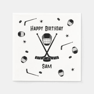 Coole Eishockey Black und White Birthday Party Serviette