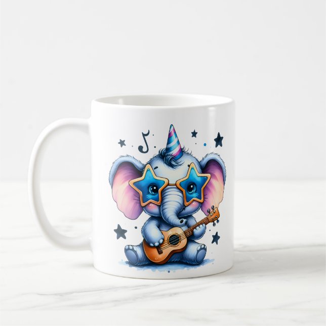 Coole Elefant Musikliebhaber Kunst Kaffeetasse (Links)