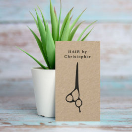 Coole Elegant Kraft Paper Black Scissor Haarstylis Visitenkarte