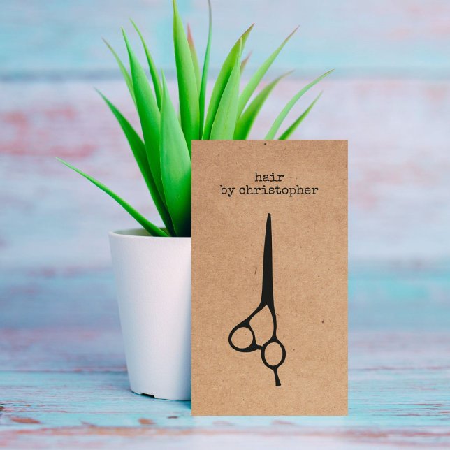 Coole Elegant Kraft Paper Black Scissor Haarstylis Visitenkarte (Von Creator hochgeladen)