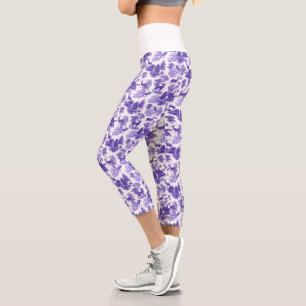 Coole Elegant Periwinkle Blue Deer French Toile Capri Leggings