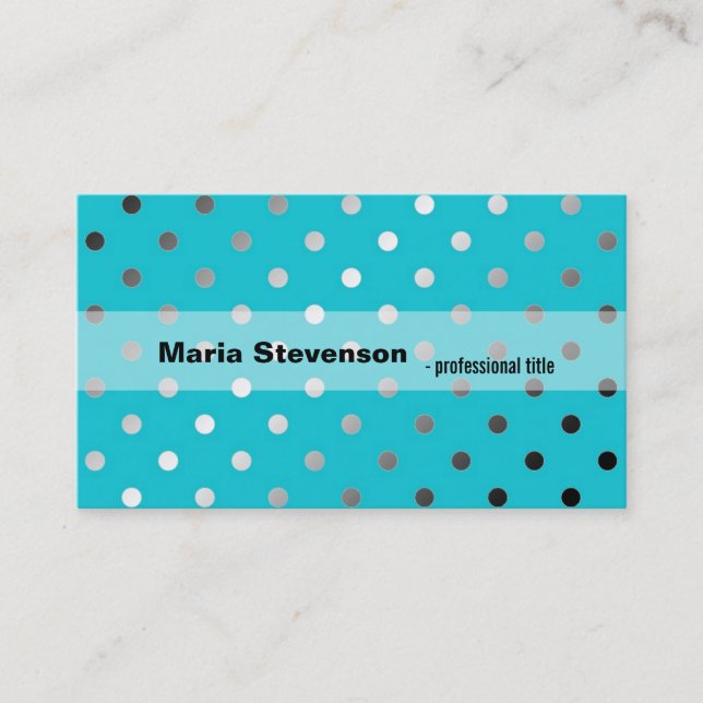Coole, elegante Aqua-Blue-Polka-Punkte Visitenkarte (Vorderseite)