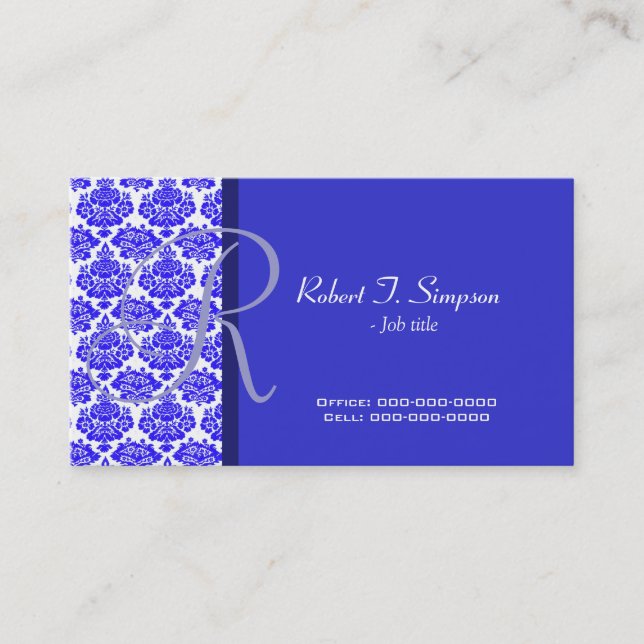 coole, elegante blaue Visitenkarte (Vorderseite)