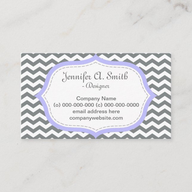 Coole, elegante, moderne, graue Zickzack Visitenka Visitenkarte (Vorderseite)