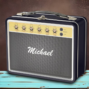Coole elektrische Gitarre Vintage-Amp Musikername Metall Brotdose