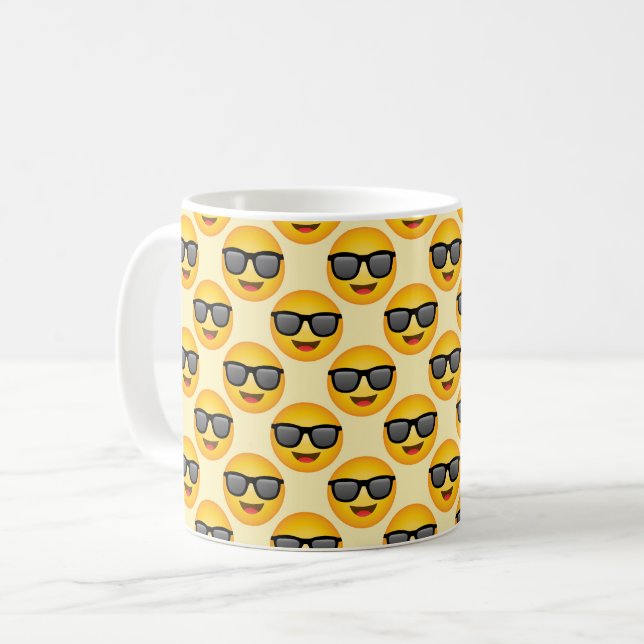 Coole Emoji mit Sonnenbrille Kaffeetasse Emoticon  (Vorderseite Links)