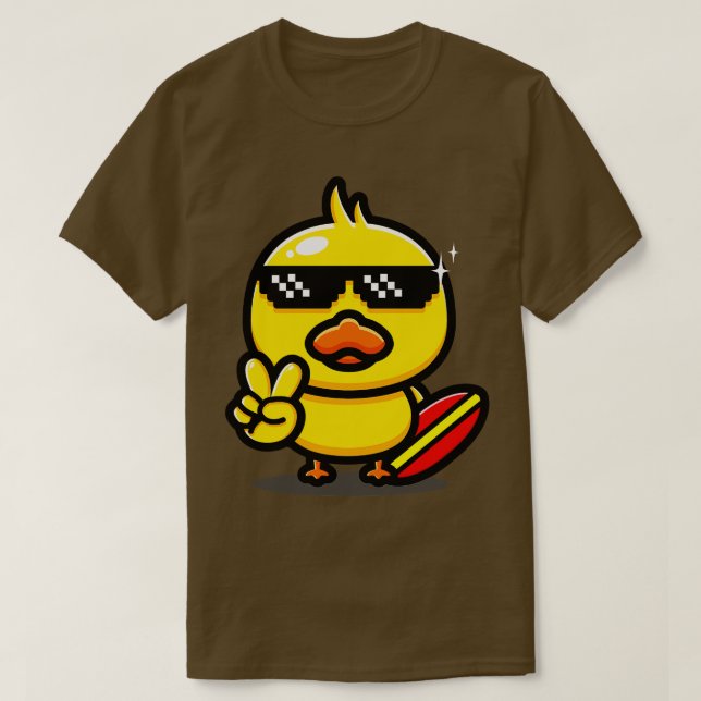 Coole Ente mit Surfboard Sommersurfing Urlaub T-Shirt (Design vorne)