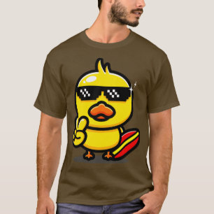 Coole Ente mit Surfboard Sommersurfing Urlaub T-Shirt