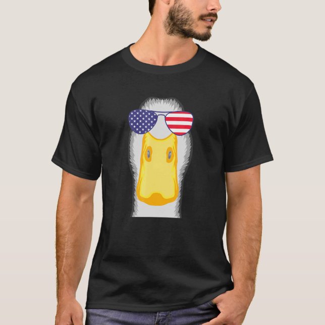 Coole Enten mit US-Flaggensonnenbrille USA Amerika T-Shirt (Vorderseite)