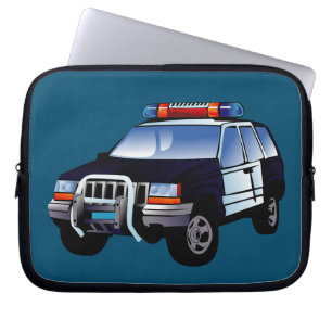 Coole Entwicklung des Cartoon von Polizeiwagen für Laptopschutzhülle