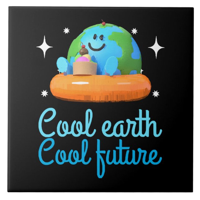 Coole Erde, Coole Zukunft - Erde Fliese (Vorderseite)