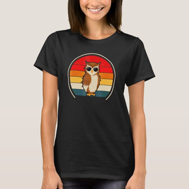 Coole Eule Retro T-Shirt (Vorderseite)