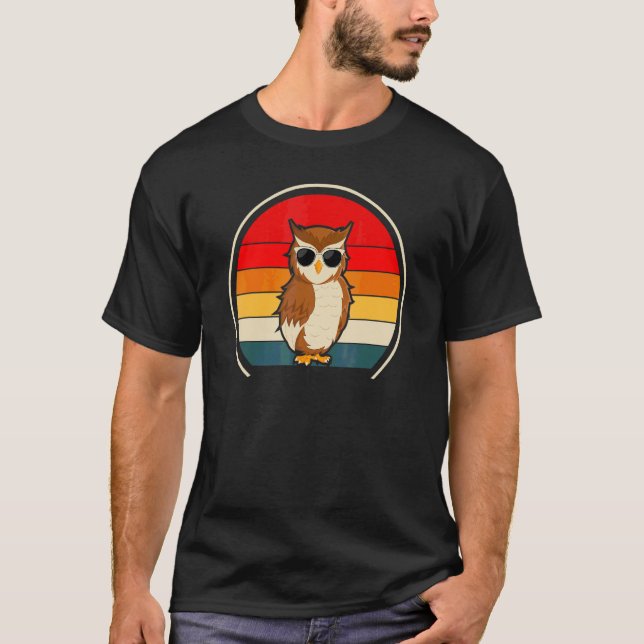 Coole Eule Retro T-Shirt (Vorderseite)