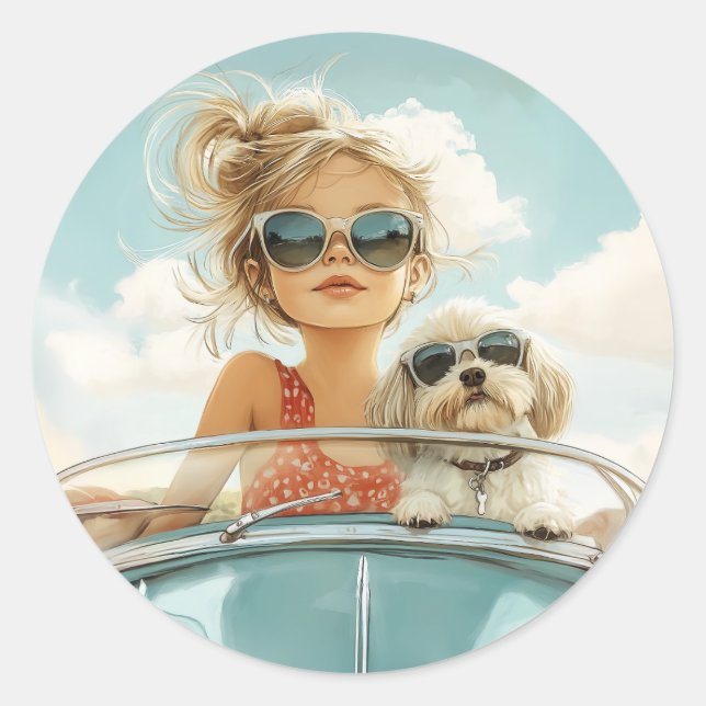 Coole Fahrt mit bester Freundschaft Runder Aufkleber (Vorderseite)