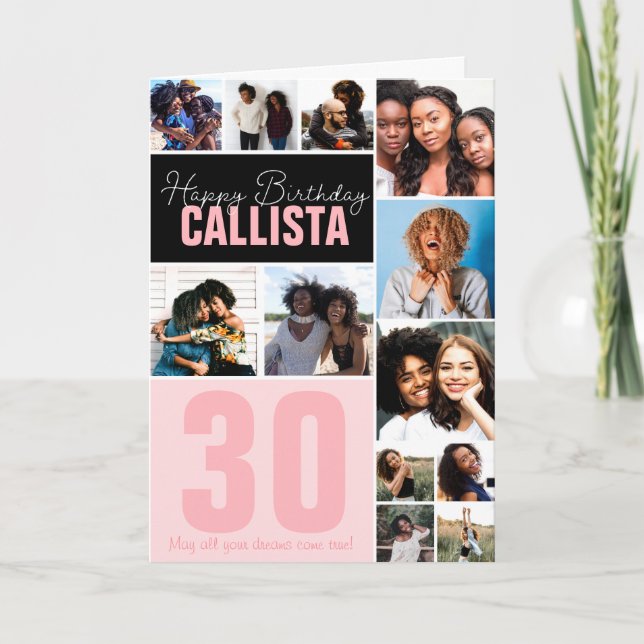 Coole Familienfreunde Fotocollage Happy Birthday Karte (Vorderseite)