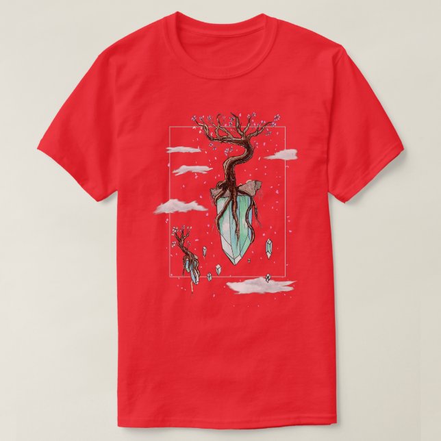 Coole Fantasy Floating Kristallwelten Sakura Tree  T-Shirt (Design vorne)