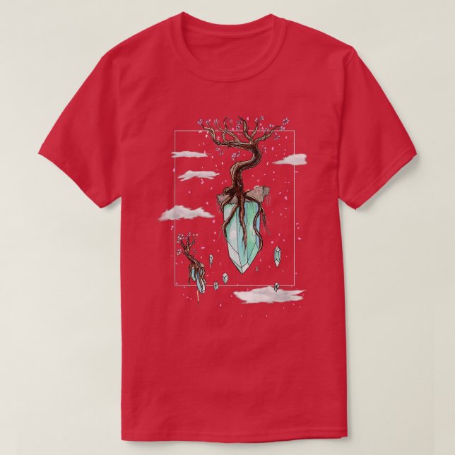 Coole Fantasy Floating Kristallwelten Sakura Tree  T-Shirt (Design vorne)
