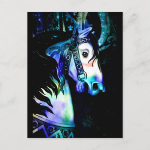 Coole Farben Karussell Pferd Postkarte