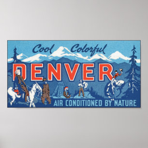 Coole Farbenfrohe Denver Travel Poster