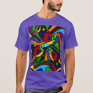 Coole Farbenfrohe Fische Abstrakte Kunst T-Shirt