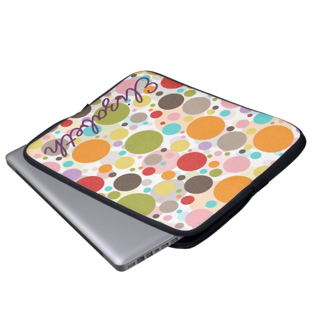 Coole farbenfrohe, gürtelförmige Polka-Punkte Laptopschutzhülle (Vorne Knopf)