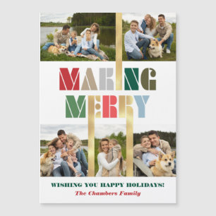 Coole, farbenfrohe Making Merry Multiphoto Magnetkarte