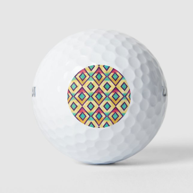 Coole, farbenfrohe Rautenmuster Golfball (Vorderseite)