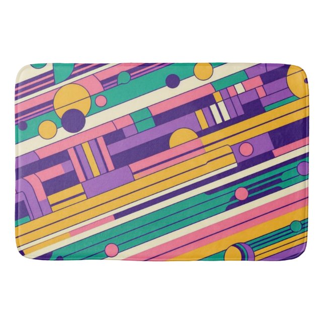 Coole, farbenfrohe Retro-Design der 80er/90er Badematte (Vorderseite)