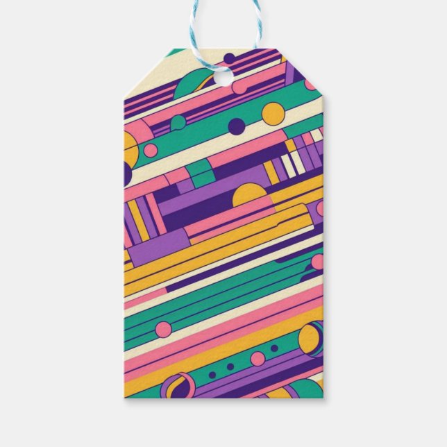 Coole, farbenfrohe Retro-Design der 80er/90er Geschenkanhänger (Vorderseite)