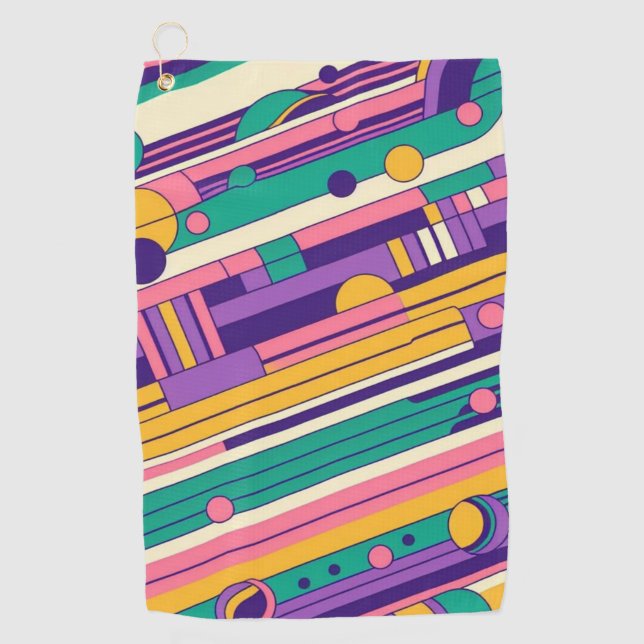 Coole, farbenfrohe Retro-Design der 80er/90er Golfhandtuch (Vorderseite)