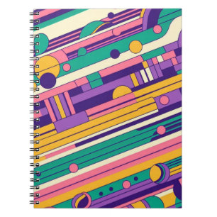 Coole, farbenfrohe Retro-Design der 80er/90er Notizblock